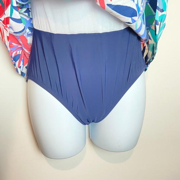NWT Swim Solutions Modest Swim Suit Dress Thigh Minimizer Multicolor Sz 8 - Picture 4 of 6